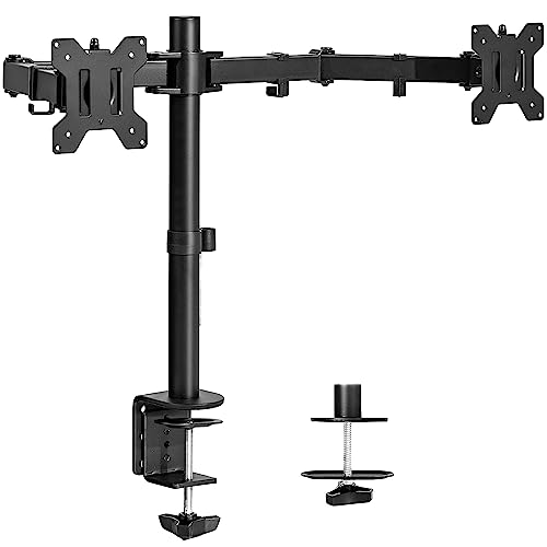 Soporte de escritorio VIVO para dos monitores, resistente y totalmente ajustable, compatible con dos pantallas LCD/LED de hasta 30 pulgadas, negro, STAND-V002
