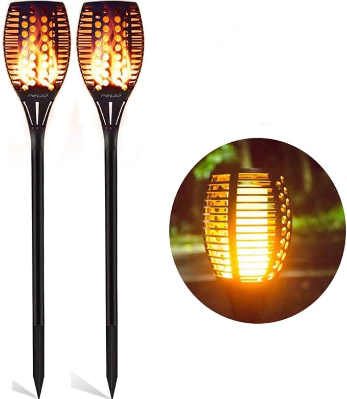 Luces solares para jardín, 96 LED, decoración exterior, encendido y apagado automático con sensor de luz, luz cálida, impermeables IP65, 2 unidades