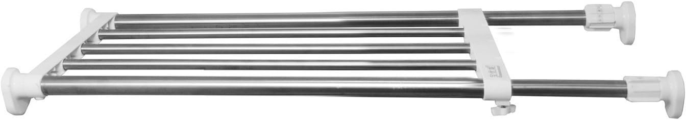 BAOYOUNI Estante ajustable, divisor de estantes, sistema de organización de armario, estante de abrazadera de metal, estante telescópico, estante de almacenamiento sin perforaciones para cocina, baño, dormitorio, refrigerador, estantería