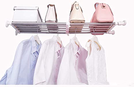 Hershii Estante repisa de tensión con Barras Extensibles de Metal para Almacenamiento. Organizador/Separador Ajustable para Armario, Cocina, Cuarto de baño, 60-80cm/23.62-31.49inches