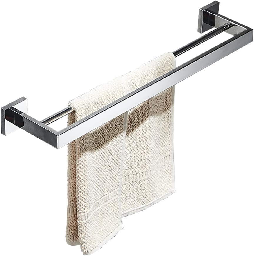 Toallero doble, toallero de baño de 60 cm fabricado en acero inoxidable, cromado