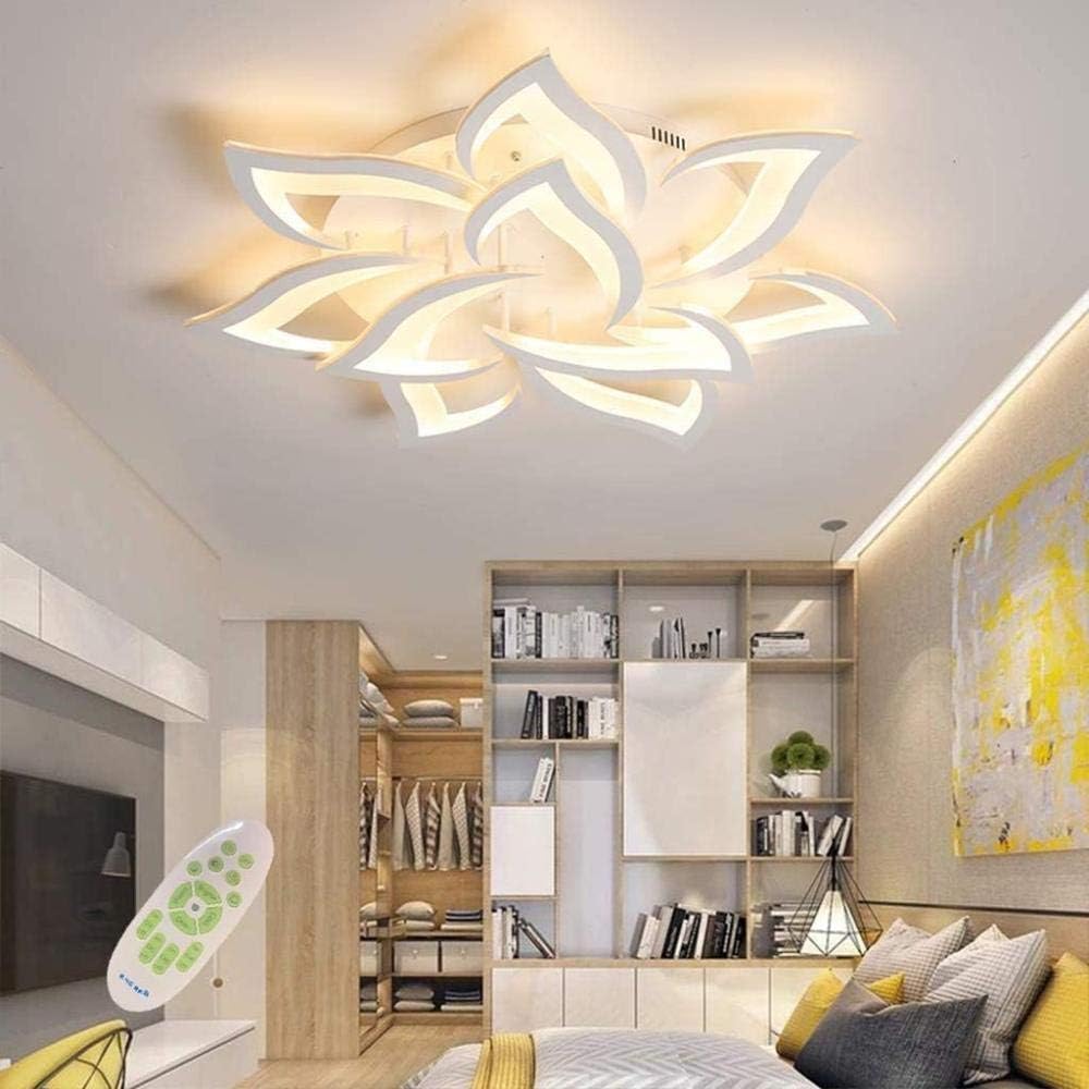 Lámpara de techo LED regulable, lámpara de salón con mando a distancia, cambio de color, lámpara de techo para dormitorio, iluminación de techo moderna, lámpara de araña, regulable, 10 cabezales/Ø85cm/33,4in