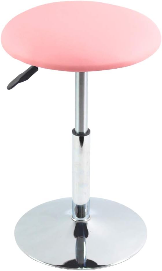 Taburete de trabajo redondo FURWOO de piel sintética, altura ajustable, giratorio, para casa, oficina, escritorio, taburete con forma de pastel, silla giratoria, silla de tienda pequeña (rosa)