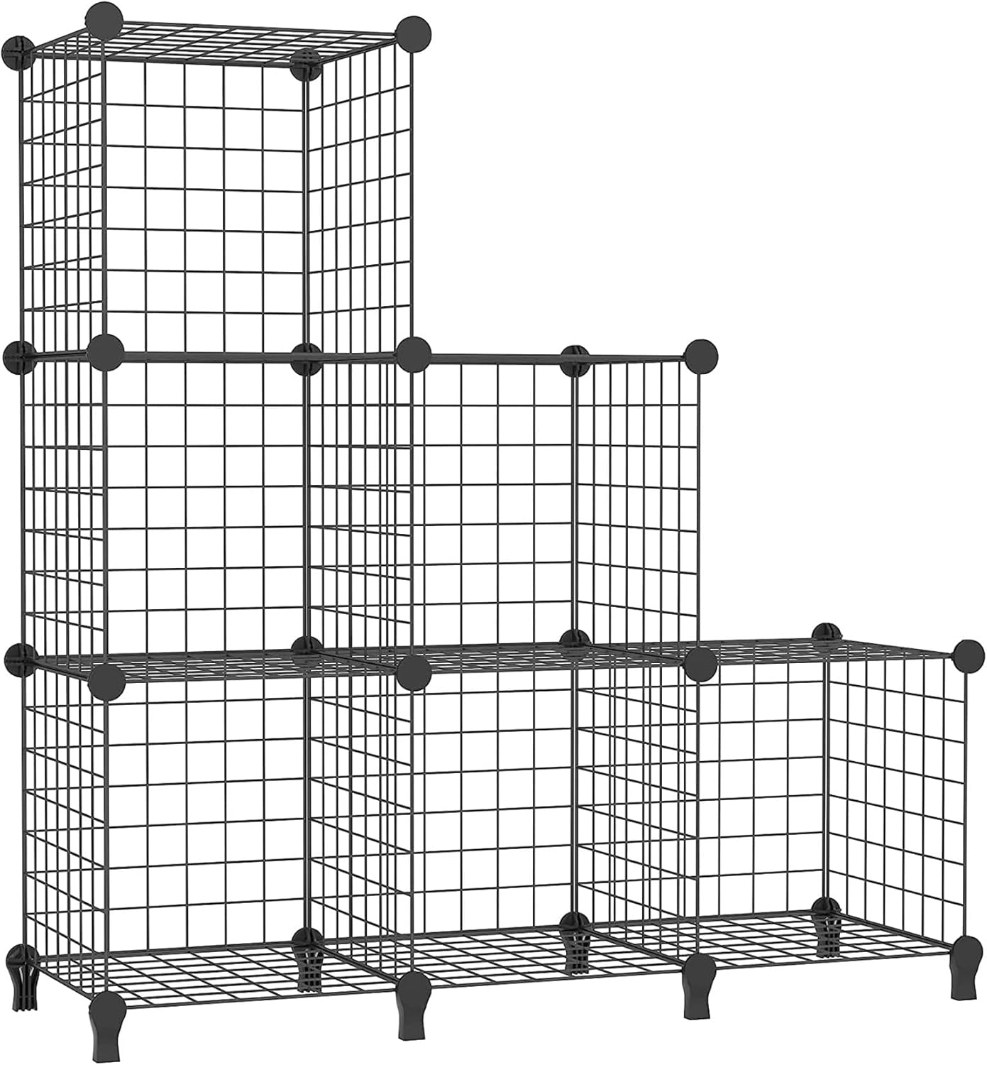 Estantería apilable AWTATOS de 6 cubos de alambre con puertas - Estantería de rejilla metálica DIY para sala de estar, dormitorio y baño - Negro USCIH06BE