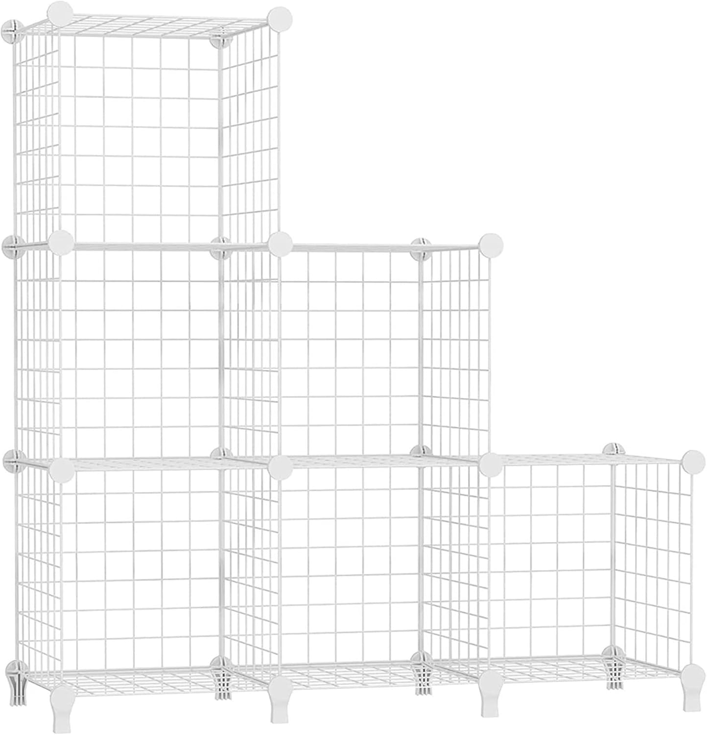 Estantería AWTATOS de 6 baldas, apilable, con rejilla metálica, ideal para bricolaje, con puertas para sala de estar, dormitorio y baño, color blanco USCIH06WE