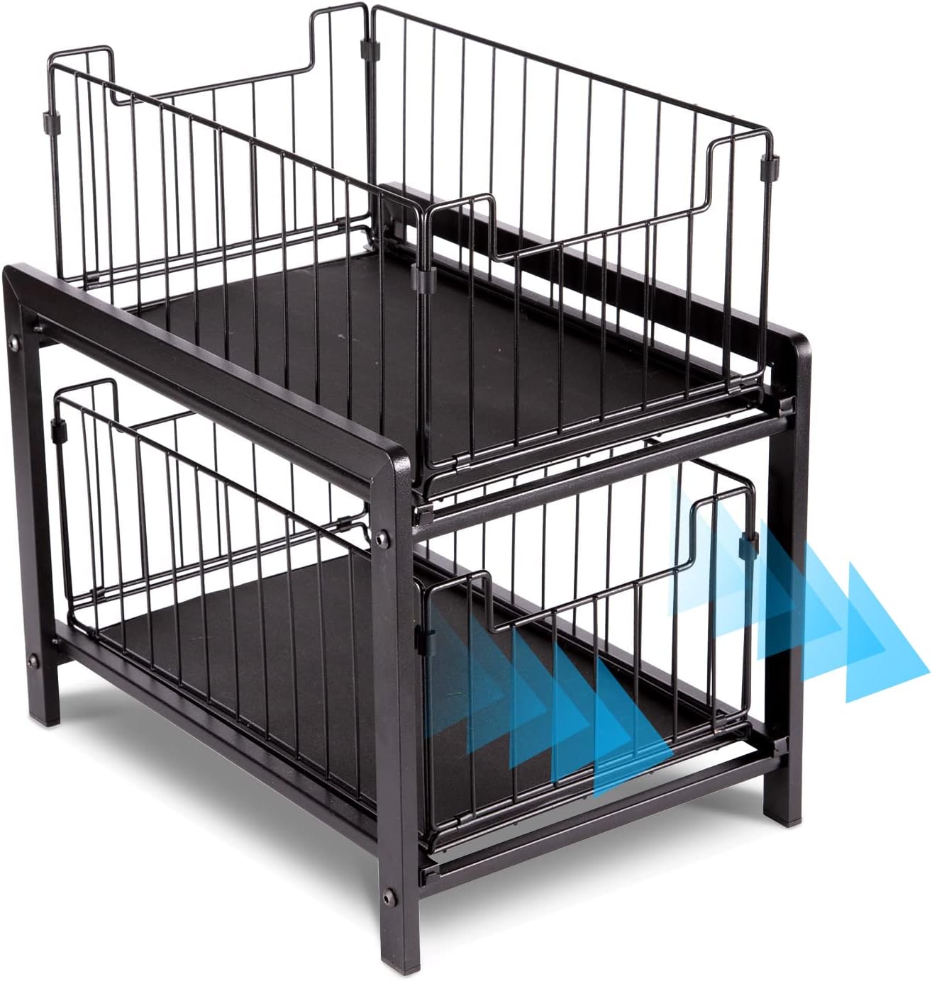Estantería de cajón VINILITE de 2 niveles, extraíble para armario de cocina, mueble bajo, organizador de estanterías, cestas extraíbles, mueble para lavabo, baño, oficina