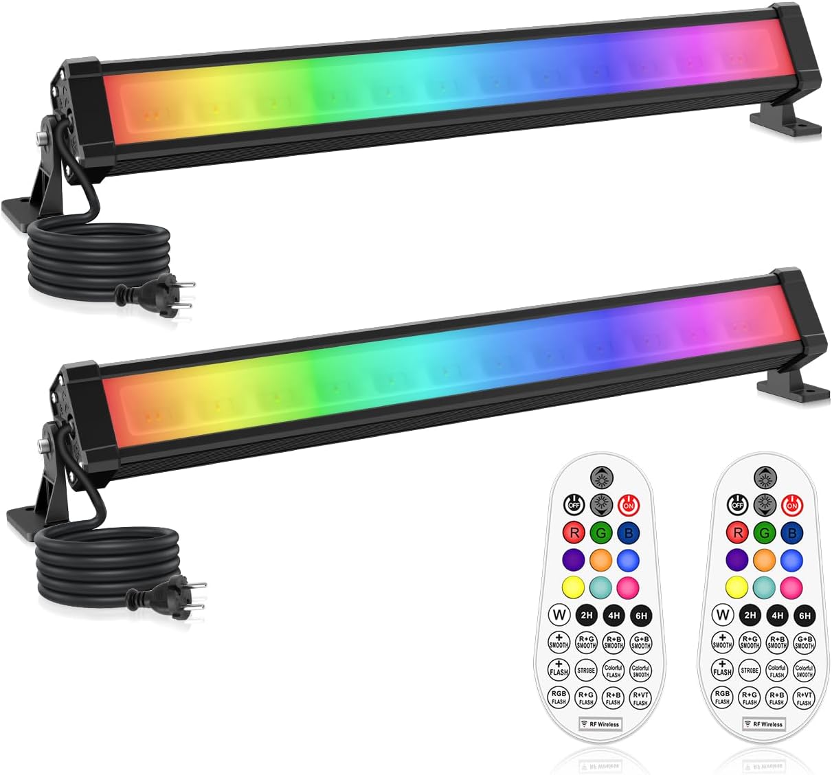 Foco LED RGB, CLY 25W RGB, luz de pared con control remoto, barra LED, resistente al agua IP66, foco regulable con 6 niveles de brillo, función de memoria, barra de luz con temporizador para DJ, discoteca, fiesta de Halloween, jardín, Navidad