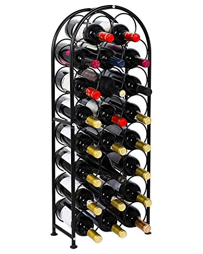 Botellero metálico EasyPAG para 23 botellas, de pie, para el hogar y la cocina, color negro