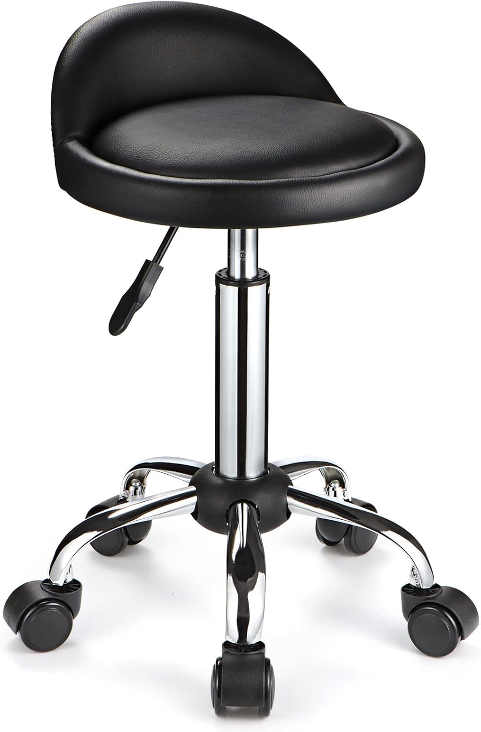 Silla giratoria FNZIR con ruedas, taburete de altura ajustable, silla de dibujo con respaldo bajo, color negro