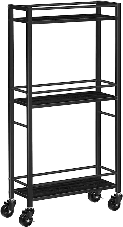MAHANCRIS Carro Estrecho con 3 Estantes, Carro de Cocina Estrecho con Ruedas, Práctico Carrito de Almacenamiento, para Espacios Reducidos en Comedores, Cuartos de Baño, ARCHB1501