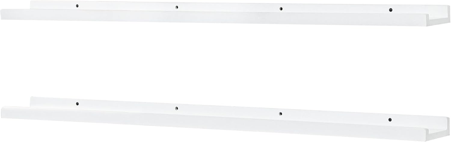 Estante para cuadros PHOENANCEE de 91,5 cm de alto con diseño de borde, estante para radiador, estante para fotos, estante flotante decorativo alargado para salón, cocina, dormitorio, juego de 2, blanco intemperie