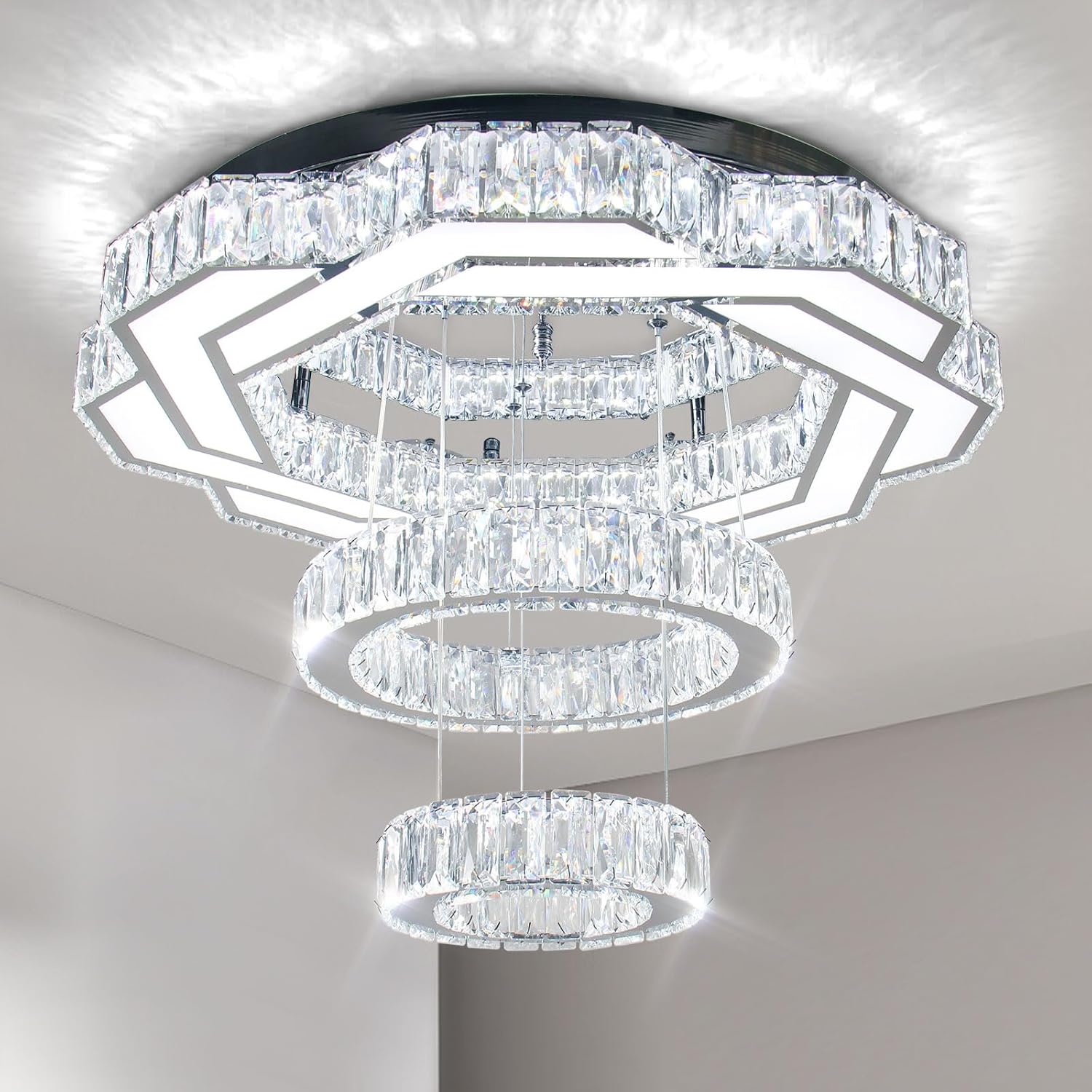 Lámpara de araña moderna de cristal FRIXCHUR de 22,4