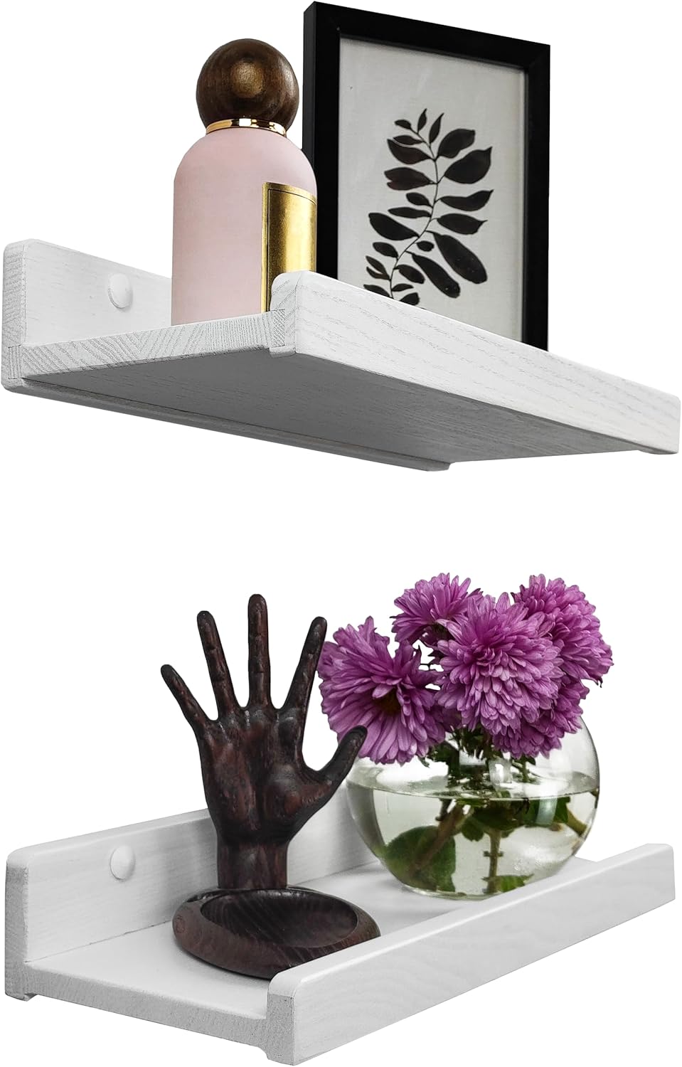 Estante de pared blanco hecho a mano de 30 cm, juego de 2 estantes de pared de madera, estante colgante para montaje en pared, estante flotante moderno, repisa estrecha para cuadros para baño, sala de estar, cocina, dormitorio
