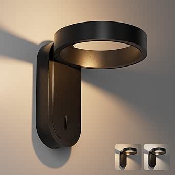 Aplique LED de pared para interior Klighten, negro, 3000K/4000K, con interruptor, giratorio 330°, iluminación moderna para salón y dormitorio, blanco cálido/natural, aluminio, 5W