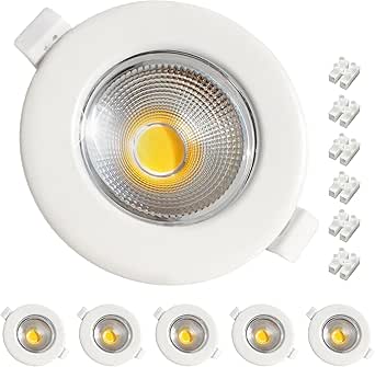 Wondlumi - Pack de 6 focos LED empotrables (230 V, 10 W, regulables), focos LED redondos blancos de techo, 4000 K, blanco neutro, 68 mm, 850 lm, para cocina y dormitorio