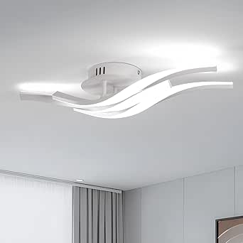 Lámpara de techo LED moderna y atractiva, 32 W, 3600 lm, 60 cm, de aluminio blanco, ideal para dormitorio, salón y pasillo. Luz blanca fría de 6500 K.