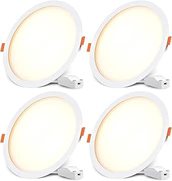 Foco empotrable LED LVWIT de 230 V, plano, 24 W, para baño, para techo, blanco cálido (3000 K), blanco neutro (4000 K), blanco frío (6500 K), para baño, cocina, salón, 50 mm, juego de 4