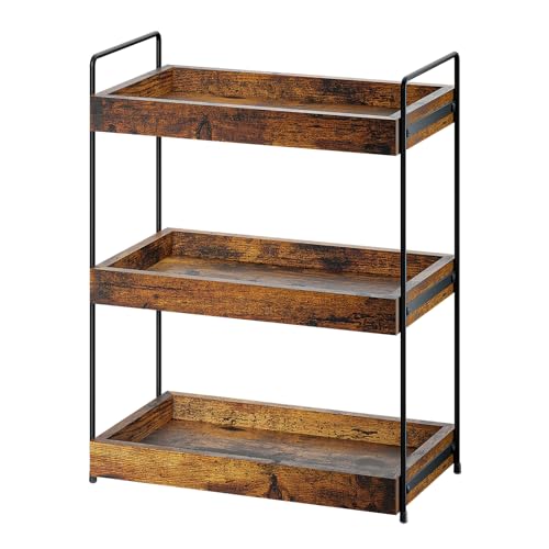 Estante de especias de cocina extraíble de 3 niveles, estante moderno para ducha, práctico organizador de almacenamiento de madera para encimera de baño, estante multifuncional bajo armario, estante para lavabo