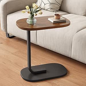 Mesa auxiliar en forma de C YUTVCZO, moderna mesa auxiliar en forma de C para sofá, mesitas de noche deslizables, mesa de centro de madera para sofá y cama, 45 cm de largo x 30 cm de ancho