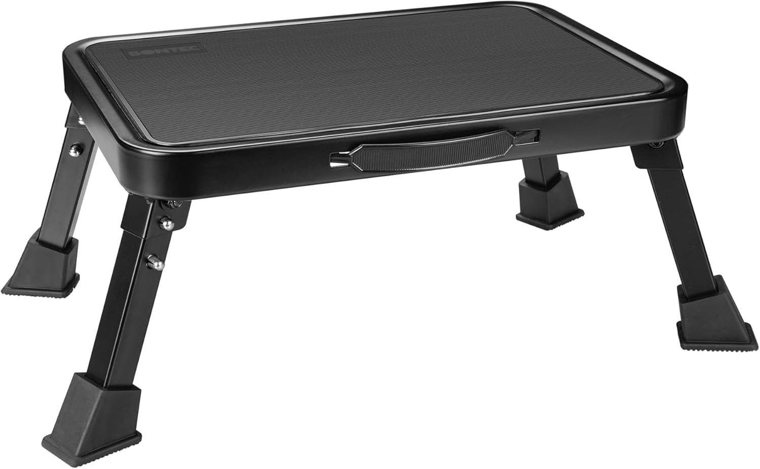 BONTEC Taburete Plegable Escalera Plegable, 150 kg Capacidad de Peso, Escalera Multifuncional Portátil con Pedal Antideslizante y Mango de Transporte para Uso en Interiores y Exteriores, Negro