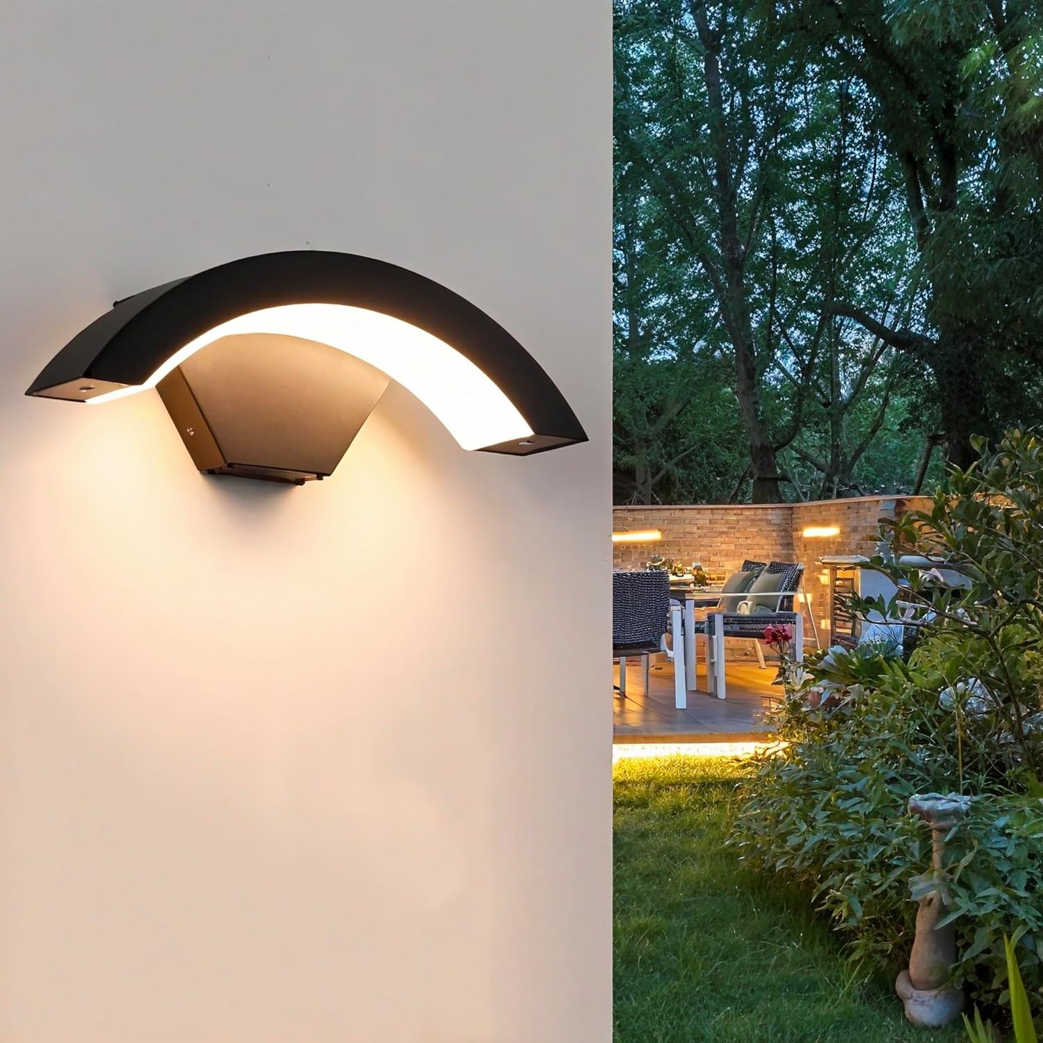 Aplique de pared LED para exterior/interior, 24 W, resistente al agua IP65, ideal para villas, jardines, pasillos y dormitorios. Luz cálida de 3000 K.