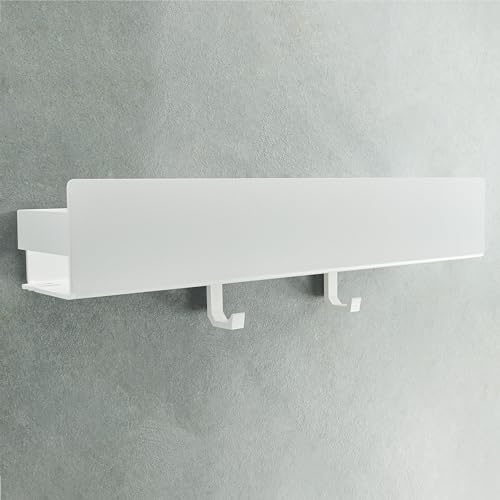 Estante de ducha Designfabrik Hamburg sin taladrar | Organizador de baño | Estante de ducha sin taladrar | Estante de baño | Estante colgante | Estante de pared | Cesta de ducha autoadhesiva | Estante de ducha blanco 42 cm