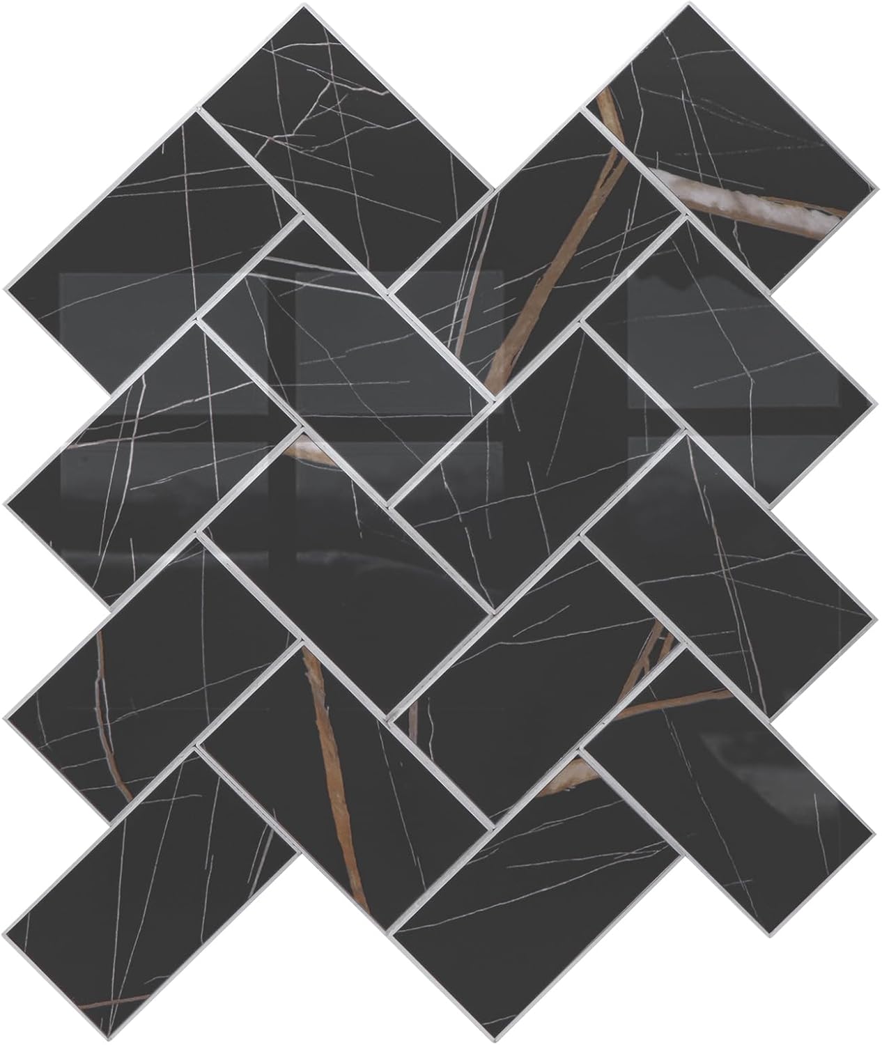 Azulejos de metal WoStick autoadhesivos de 4 mm de grosor para pared, 2024, nuevos azulejos de pared autoadhesivos con metal cepillado, paquete de 10 láminas