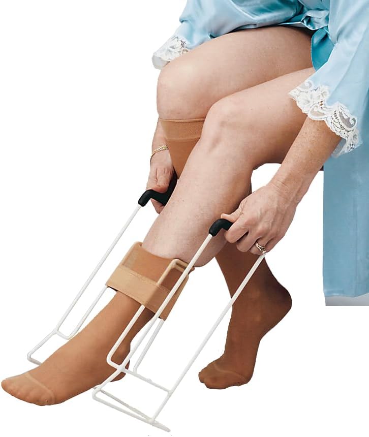 Ayuda para ponerse medias de compresión, ayuda metálica para medias, ayuda para ponerse calcetines después de una cirugía de cadera, ayuda para ponerse calcetines y medias para personas mayores, para personas con problemas de movilidad, durante el embarazo