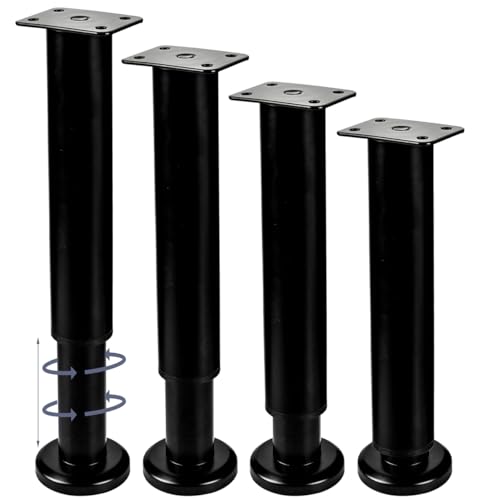 Btowin VCF - Patas ajustables para muebles (30-52 cm), 4 unidades, de metal, cónicas, de altura ajustable, para armario, cama, sofá, mesita de noche