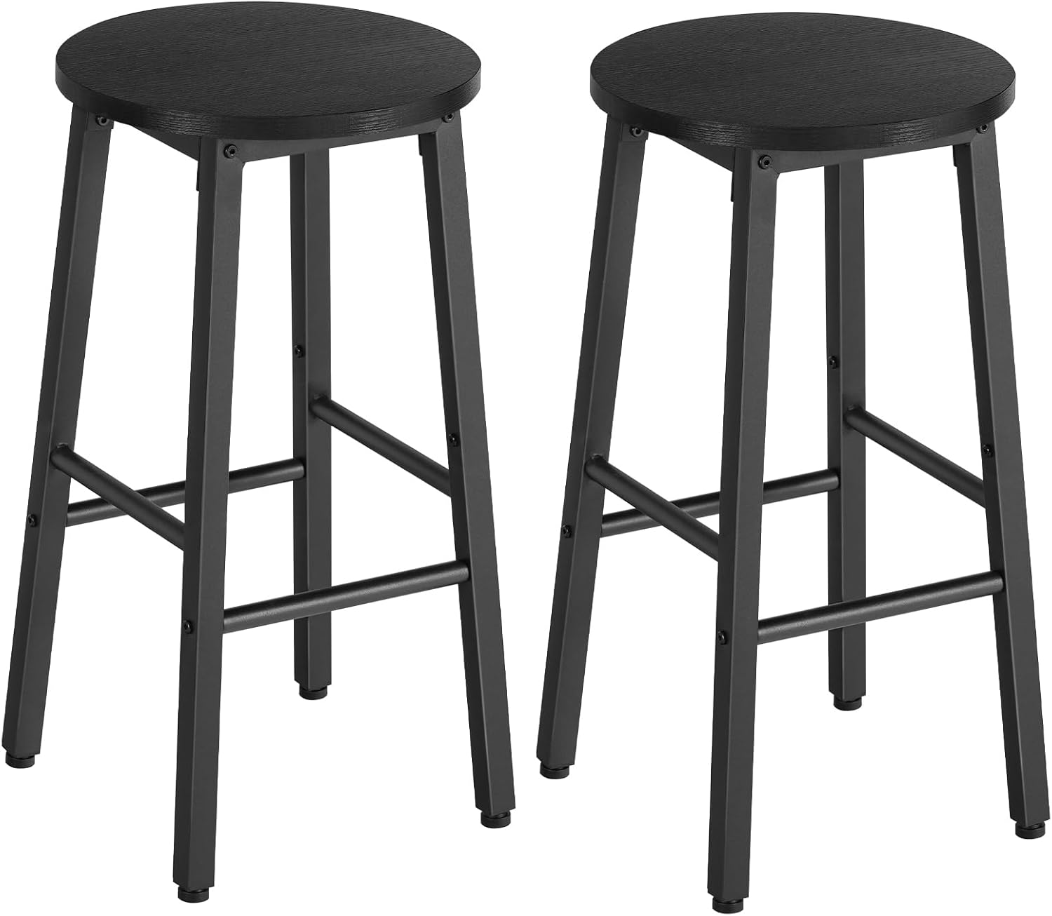 HOOBRO Juego de 2 Taburetes de Bar, Sillas de Cocina de 64 cm de Alto, para Comedor, Resistentes, Estilo Industrial, Color Negro