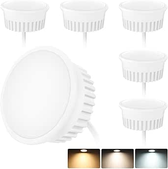 Módulo LED KYOTECH (paquete de 6) Ultra Flat ø50x23mm 3CCT 4.9W 500LM Blanco cálido 3000K Blanco natural 4000K Blanco frío 6500K Módulo LED regulable Reemplaza bombillas GU10 MR16 120° para focos empotrados Focos de superficie