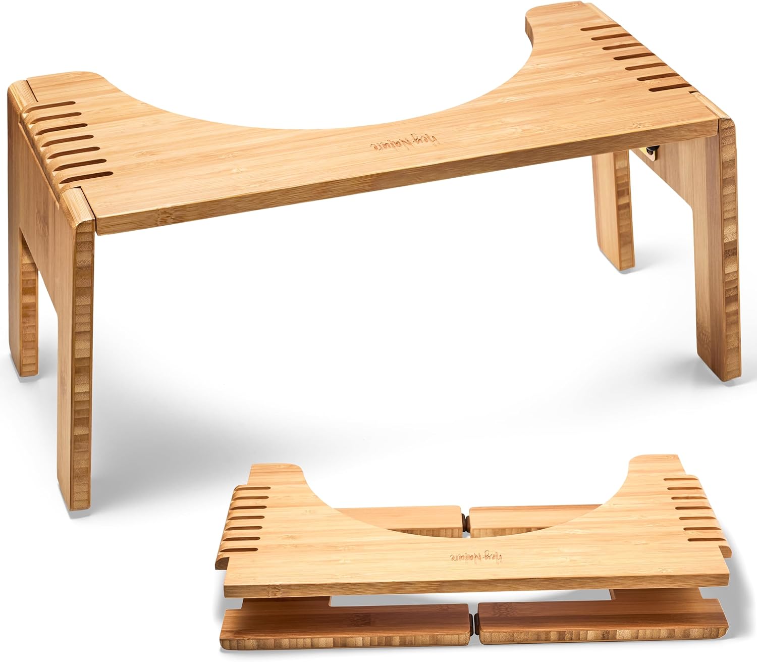 Taburete de baño plegable de madera Hey Nature Hoca, fabricado con bambú con certificación FSC para hemorroides, estreñimiento y flatulencia. Taburete de baño de madera para adultos.