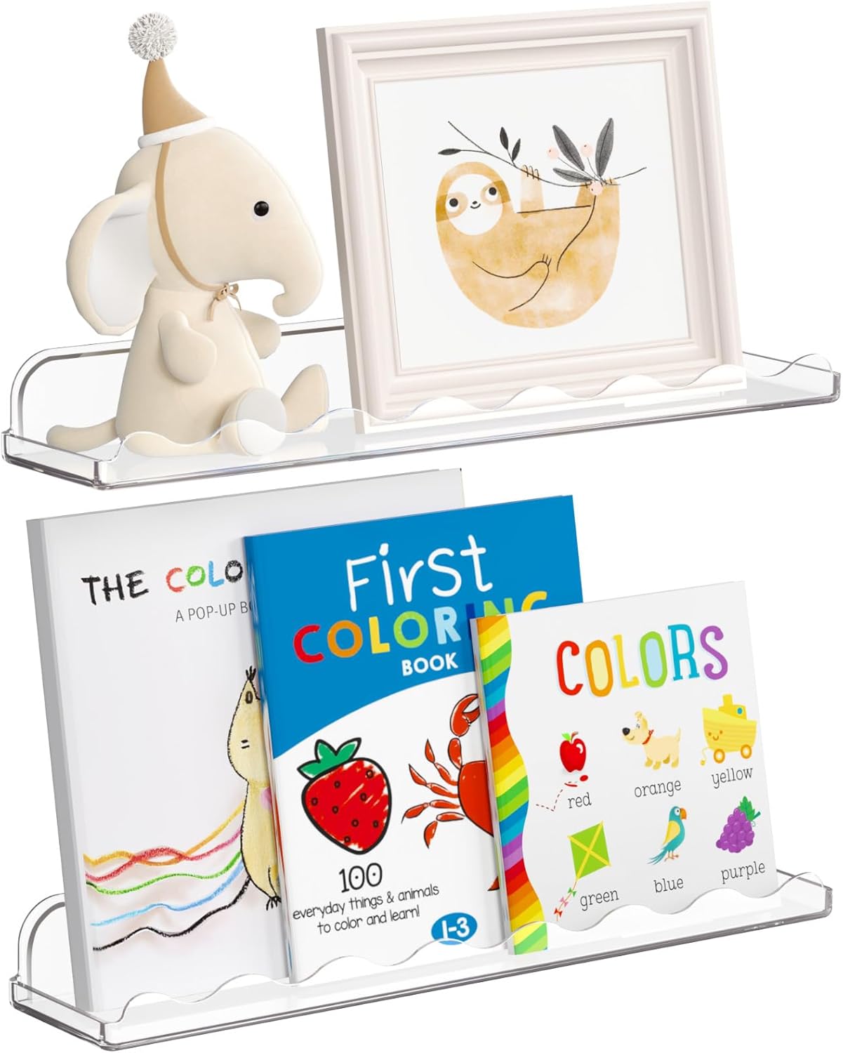 Estanterías infantiles de plástico Lifewit (8 unidades, 38 cm), transparentes, para colgar en la pared, ideales para habitación infantil, libros, dormitorio de bebés y niños pequeños, decoración de salón.