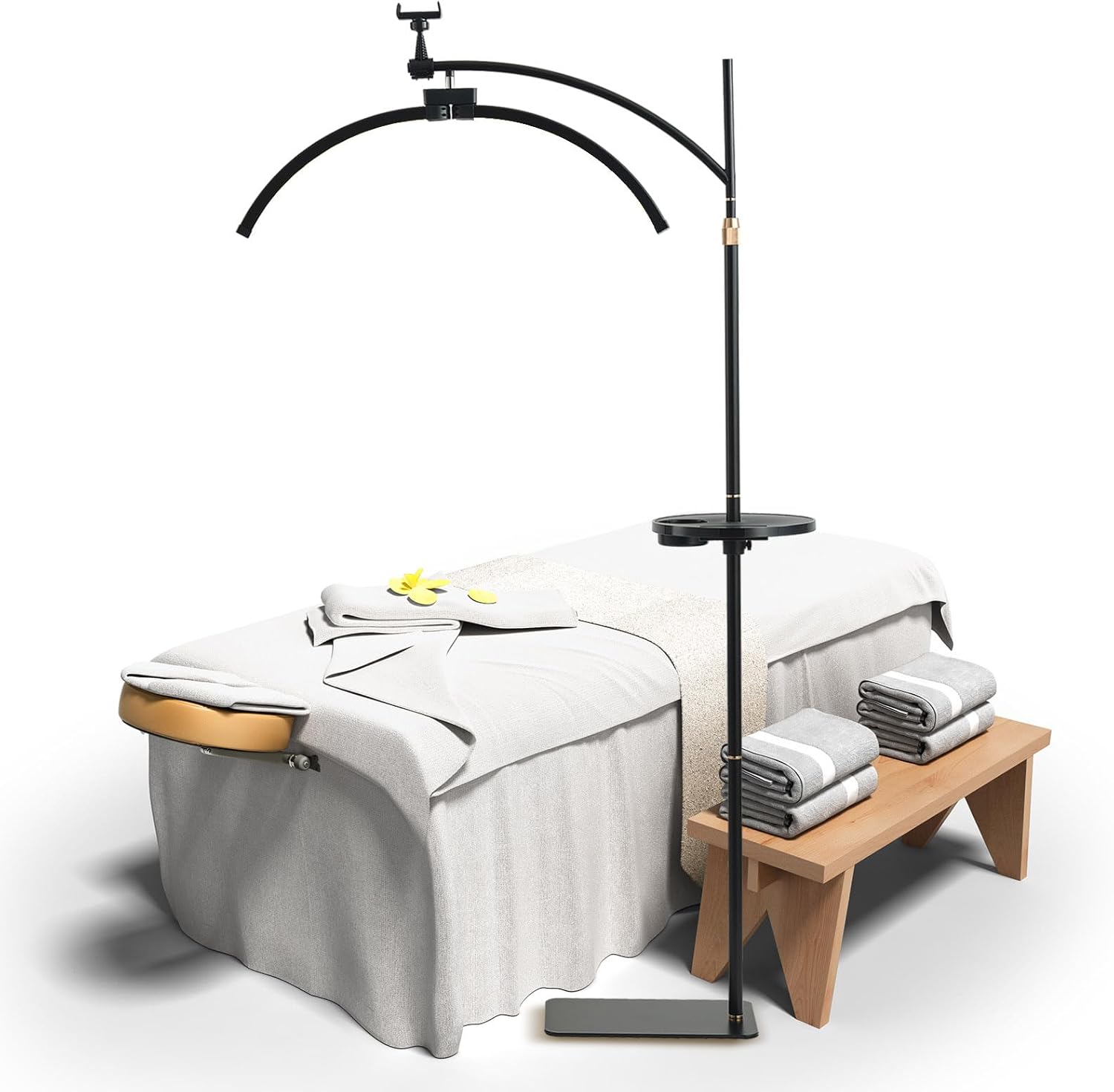Lámpara de pie LED Tetapa, lámpara de pestañas de 45 W, lámpara cosmética para pestañas, luz ajustable de 3 a 6000 K, lámpara con soporte para teléfono, lámpara cosmética, lámpara lunar para lectura y tatuajes.
