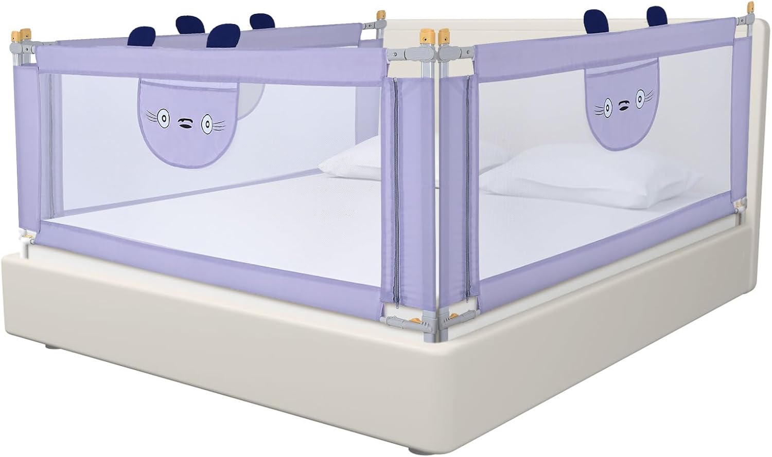 Barandilla de cama Cocoarm para bebés, altura ajustable, con bonito estampado de animales, elevación vertical y unilateral, segura (1,8 m)