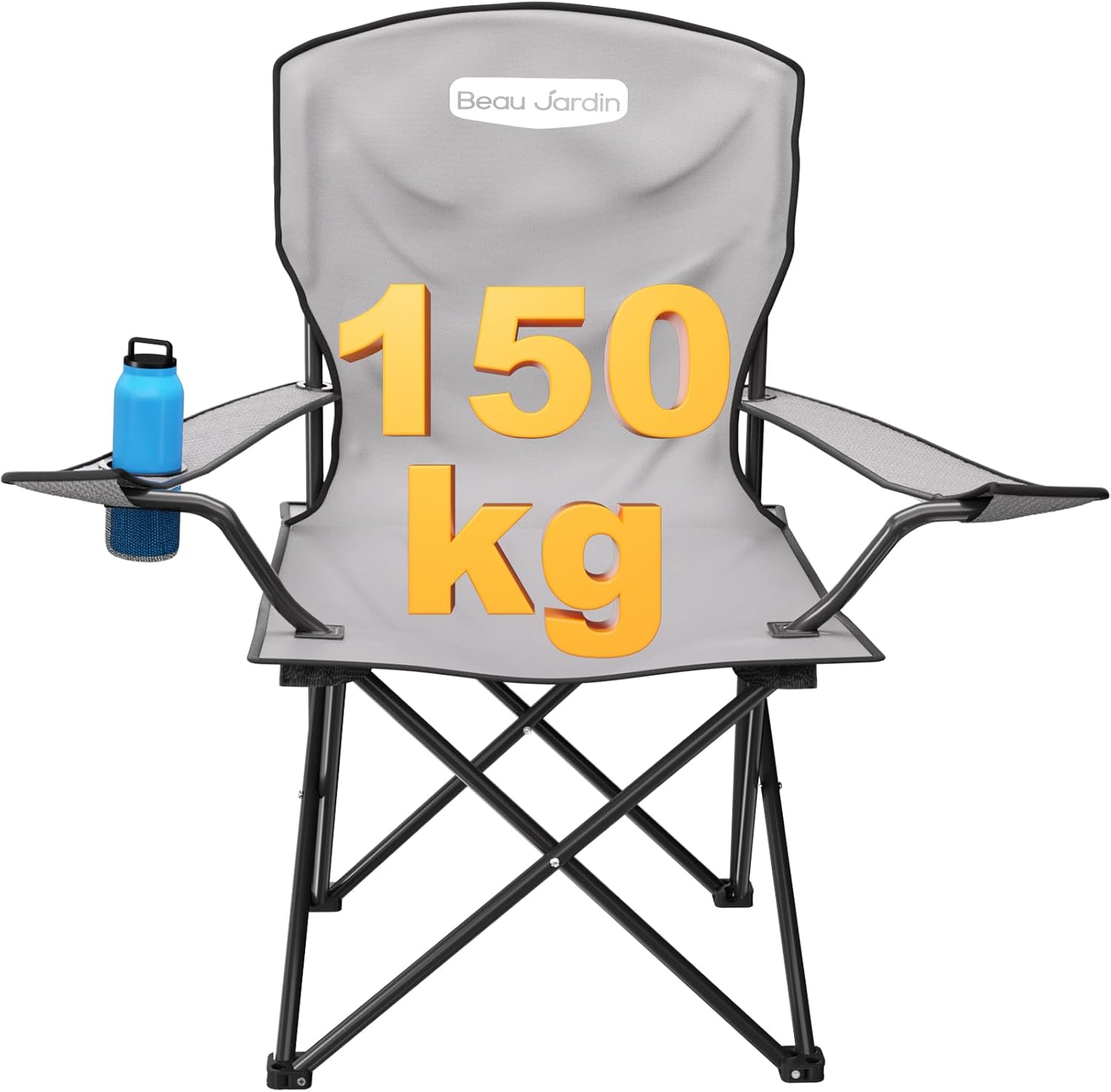 Bolsa de transporte para silla de camping plegable Beau Jardin (150 kg), silla de playa, silla plegable, silla de camping, sillas de jardín ligeras, sillas de camping para senderismo, picnic y espectadores, color gris.