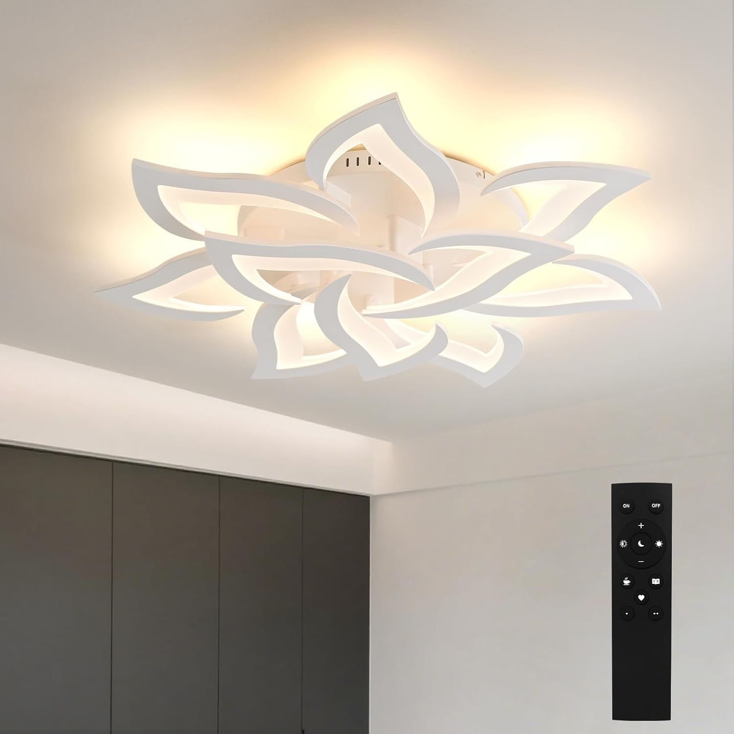 Lámpara de techo LED Sky Angle, regulable, lámpara para sala de estar con control remoto, cambio de color, lámpara de techo para dormitorio, iluminación de techo moderna