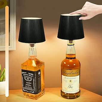 Lámpara LED inalámbrica para botellas TechKen (paquete de 2), lámpara de mesa táctil regulable IP54, 5200 mAh, para uso en interiores y exteriores en restaurantes y bares.