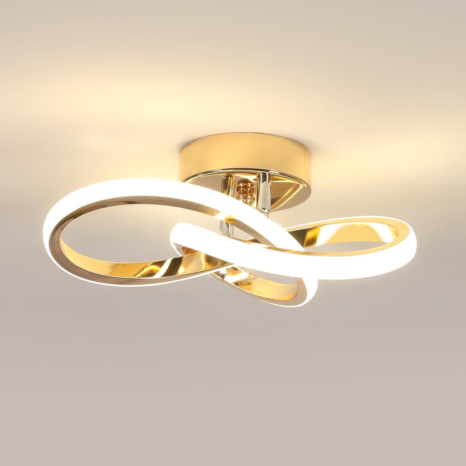 Lámpara de techo LED DELIPOP, lámpara de techo de diseño moderno para cocina, 22 W, blanco neutro 4500 K, luces de techo LED para dormitorio, cocina, comedor, pasillo, color dorado.