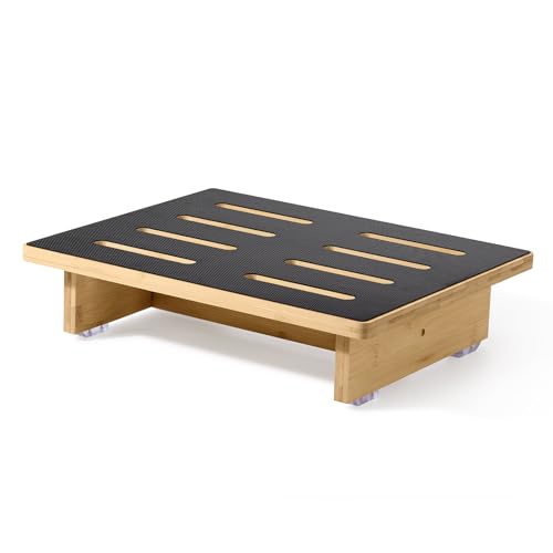 Roylvan Taburete para Adultos, Escalón para Camas Altas, Taburete Antideslizante con Capacidad de Carga de 440 LB para Ancianos, Niños, Junto a la Cama, Ducha, Cocina, Madera de Haya/Negro