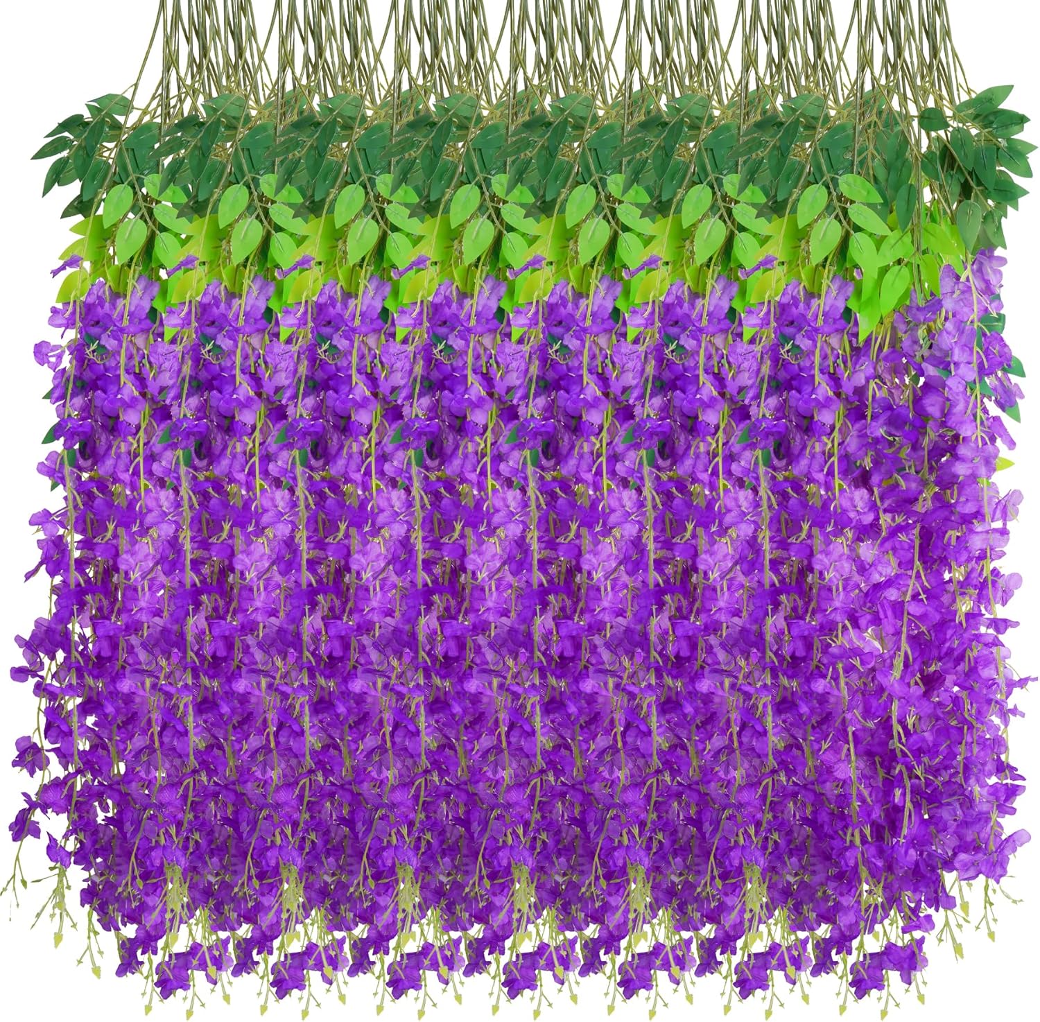 Guirnalda de glicina morada de 48 piezas con flores artificiales colgantes de NiHome (morado)