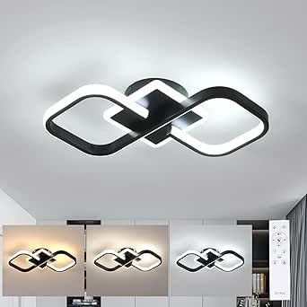 Lámpara de techo LED elegante, regulable, 40 W, 4500 lm, color negro, con control remoto, 3000 K-6500 K, iluminación de techo moderna para sala de estar, dormitorio y cafetería.