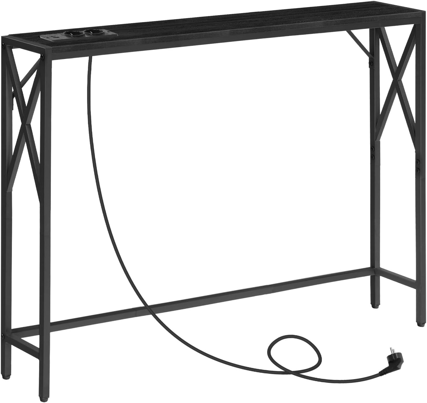 Consola MAHANCRIS con estación de carga, mesa de entrada, consola estrecha, mesa de pasillo, mesa de exhibición, mesa auxiliar para entrada, sala de estar, pasillo, color negro ACTBK151UE01