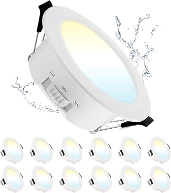 Focos LED empotrables Grebeam de 230 V, 9 W, ultrafinos, 28 mm de profundidad, blanco cálido, blanco neutro, blanco frío, IP44, para salón, orificio de 95-105 mm (juego de 12 unidades)