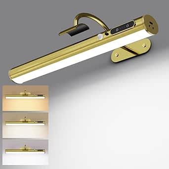 Lámpara de pared inalámbrica Yinglap con sensor de movimiento, luz LED de pared para interiores sin conexión a la corriente ni control remoto, lámpara de pared inalámbrica magnética regulable, iluminación de imagen con batería para espejo de dardos.