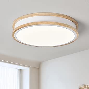 Lámpara de techo LED Vikaey, moderna lámpara de techo LED blanca de 30 cm de madera para salón, dormitorio, oficina, cocina, habitación infantil y pasillo, 24 W, 4000 K.
