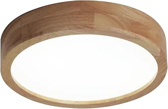 Lámpara de techo LED Kaniker de madera, redonda, 24 W, 30 cm, moderna, con luz blanca cálida y fría, ideal para dormitorio, salón, pasillo y cocina.