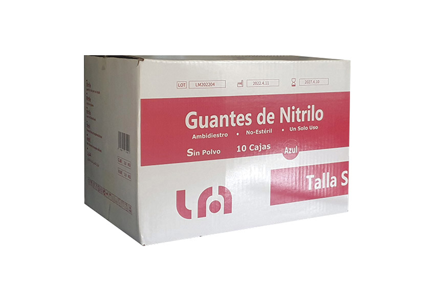 Guantes Nitrilo lYNCMED Sin Polvo Azul Talla S, 1000 Unidades, 10 Cajas de 100 unidades.