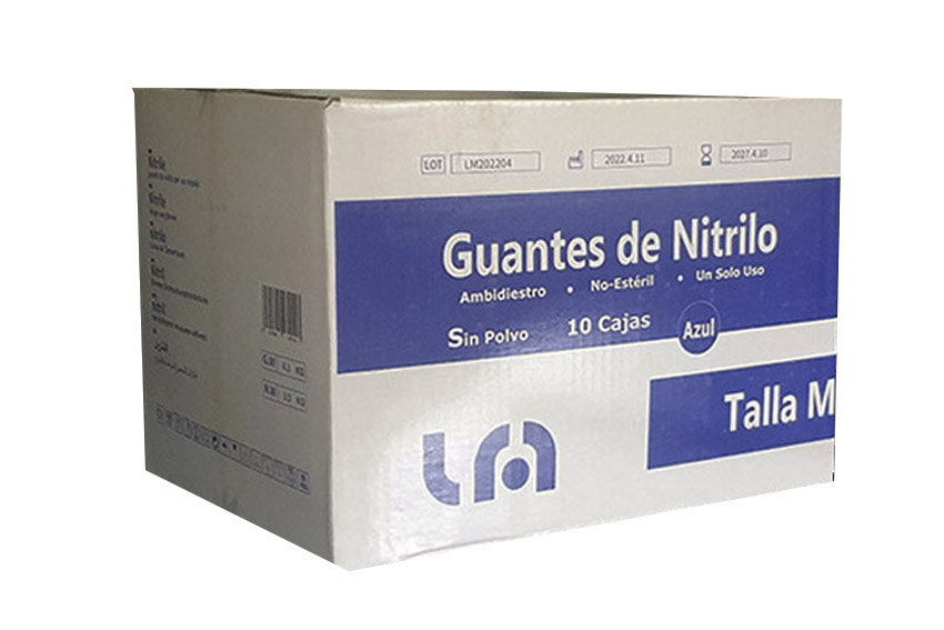 Guantes Nitrilo lYNCMED Sin Polvo Azul Talla M, 1000 Unidades, 10 Cajas de 100 unidades.