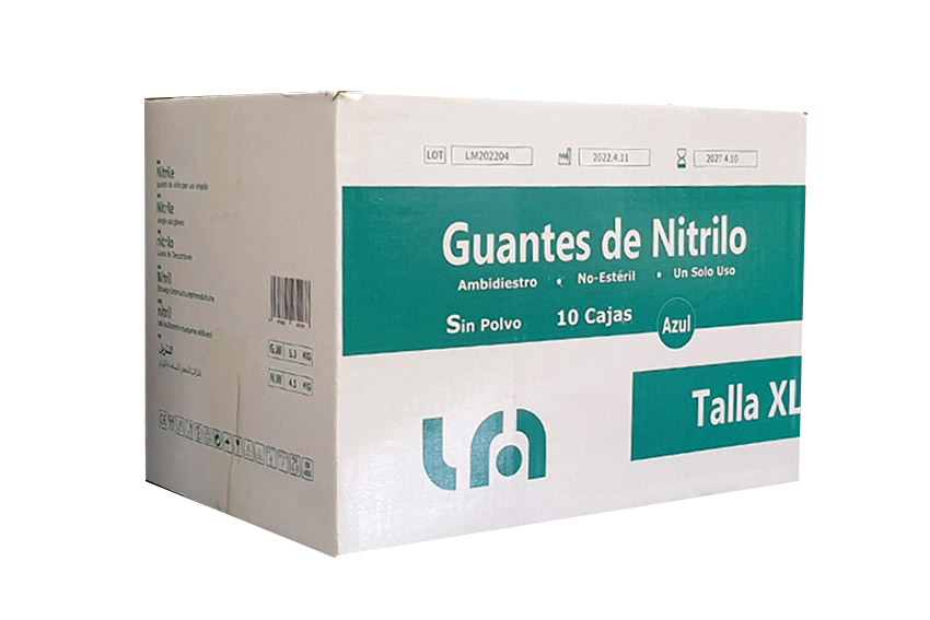 Guantes Nitrilo lYNCMED Sin Polvo Azul Talla XL, 1000 Unidades, 10 Cajas de 100 unidades.